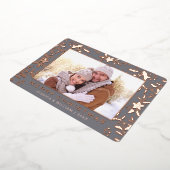 Carte De Vœux En Aluminium Élégant Noël Foliage 2 Photo Rose Gold (Rotation)