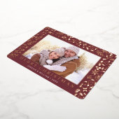 Carte De Vœux En Aluminium Élégant Noël Foliage 2 Photo Rose Gold (Rotation)