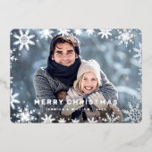 Carte De Vœux En Aluminium Élégant Noël Foliage Photo Argent (Recto)