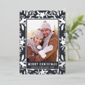 Carte De Vœux En Aluminium Élégant Noël Foliage Photo Argent (Debout devant)