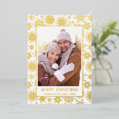 Carte De Vœux En Aluminium Élégant Noël Foliage Photo Or (Debout devant)