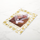 Carte De Vœux En Aluminium Élégant Noël Foliage Photo Or (Rotation)