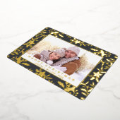 Carte De Vœux En Aluminium Élégant Noël Foliage Photo Or (Rotation)