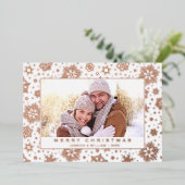 Carte De Vœux En Aluminium Élégant Noël Foliage Photo Rose Gold (Debout devant)