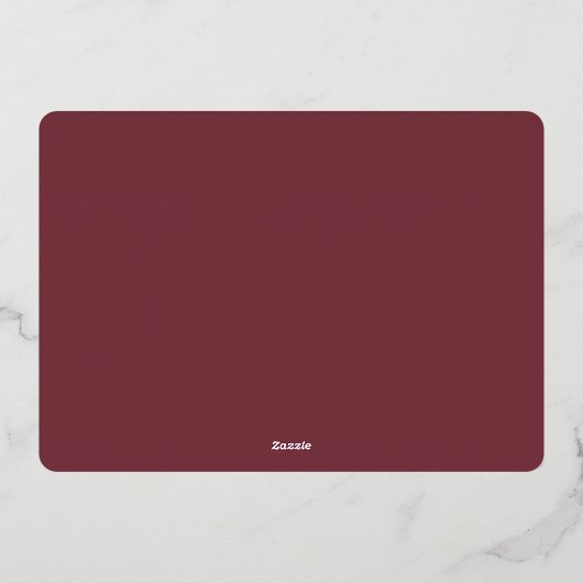 Carte De Vœux En Aluminium Élégant Noël Foliage Photo Rose Gold (Verso)