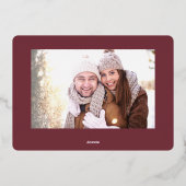 Carte De Vœux En Aluminium Élégant Noël Foliage Photo Rose Gold (Verso)