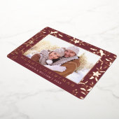 Carte De Vœux En Aluminium Élégant Noël Foliage Photo Rose Gold (Rotation)