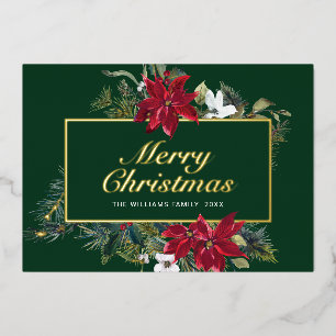 Carte De Vœux En Aluminium Élégant Noël Poinsettia Or