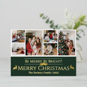 Carte De Vœux En Aluminium Élégant Noël Reindeer Famille Photo Collage (Debout devant)