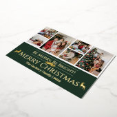 Carte De Vœux En Aluminium Élégant Noël Reindeer Famille Photo Collage (Rotation)