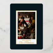 Carte De Vœux En Aluminium Élégant Noël vert et or moderne (Recto)