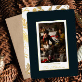 Carte De Vœux En Aluminium Élégant Noël vert et or moderne