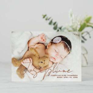 Carte De Vœux En Aluminium Élégant nom de bébé fille moderne écriture Photo n
