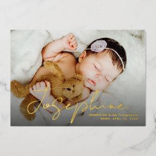 Carte De Vœux En Aluminium Élégant nom de bébé fille moderne écriture Photo n