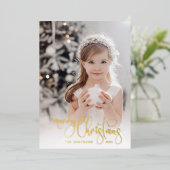 Carte De Vœux En Aluminium Elégant or Joyeux Noël Calligraphie (Debout devant)