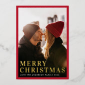 Carte De Vœux En Aluminium Elégant or Joyeux Noël Minimal cadre photo (Devant)