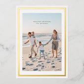 Carte De Vœux En Aluminium Elegant Or Simple Cadre de Noël Photo (Recto)