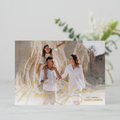 Carte De Vœux En Aluminium Elegant Photo Happy New Year Script Gold (Debout devant)