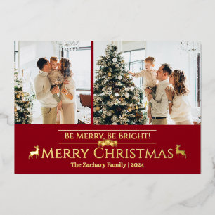 Carte De Vœux En Aluminium Élégant renne moderne Famille de Noël Famille 2 Ph