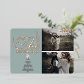 Carte De Vœux En Aluminium Élégant Rose bleu or Boho Noël (Debout devant)