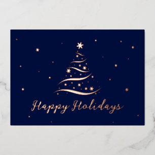 Carte De Vœux En Aluminium Elégant Rose Gold Happy Holidays Company Foil Card
