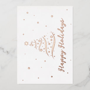 Carte De Vœux En Aluminium Elégant Rose Gold Happy Holidays Company Foil Card