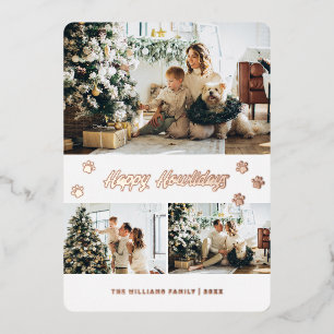 Carte De Vœux En Aluminium Elégant Rose Gold Photo Happy Howlidays Paw