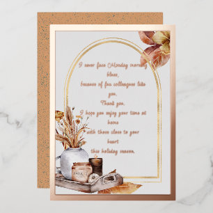 Carte De Vœux En Aluminium Élégant Rose Gold Script & Frame Collègues