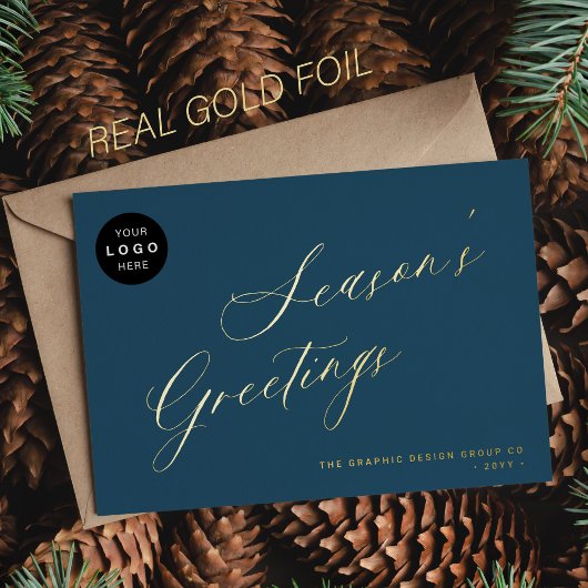 Carte De Vœux En Aluminium Élégant script affaires LOGO entreprise or