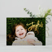 Carte De Vœux En Aluminium Élégant script de brosse Joyeux Photo moderne Noël (Debout devant)