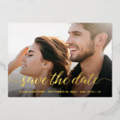 Carte De Vœux En Aluminium Élégant Script Fiançailles Photo Enregistrer la da (Recto)