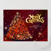 Carte De Vœux En Aluminium Élégant script Gold Tree Joyeux Noël (Recto)