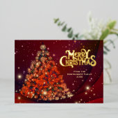 Carte De Vœux En Aluminium Élégant script Gold Tree Joyeux Noël (Debout devant)