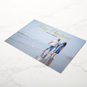 Carte De Vœux En Aluminium Élégant Script Joyeux Noël Personnalisé (Rotation)
