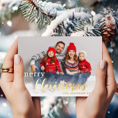 Carte De Vœux En Aluminium Élégant Script Joyeux Noël Photo Gold
