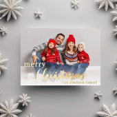 Carte De Vœux En Aluminium Élégant Script Joyeux Noël Photo Gold