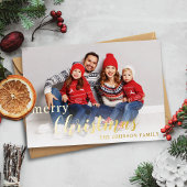 Carte De Vœux En Aluminium Élégant Script Joyeux Noël Photo Gold