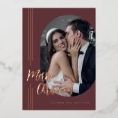 Carte De Vœux En Aluminium Élégant script minimal photo Noël (Recto)