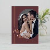 Carte De Vœux En Aluminium Élégant script minimal photo Noël (Debout devant)