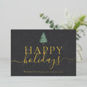 Carte De Vœux En Aluminium Elegant script modern festive pine tree Business (Debout devant)