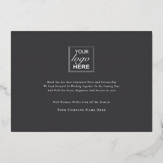 Carte De Vœux En Aluminium Elegant script modern festive pine tree Business (Verso)