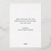 Carte De Vœux En Aluminium Élégant script noir & or Joyeux Noël photo (Verso)