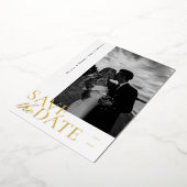 Carte De Vœux En Aluminium Élégant script photo Enregistrer la date (Rotation)