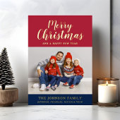 Carte De Vœux En Aluminium Élégant script photo Joyeux Noël