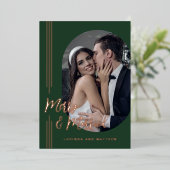 Carte De Vœux En Aluminium Élégant script photo Marié et Joyeux (Debout devant)