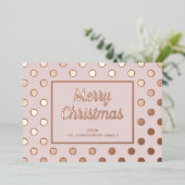 Carte De Vœux En Aluminium Élégant script rose Joyeux or de Noël (Debout devant)