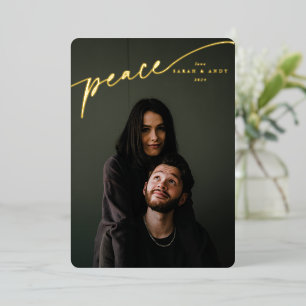 Carte De Vœux En Aluminium Élégant script typographique "Paix"