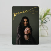 Carte De Vœux En Aluminium Élégant script typographique "Paix" (Debout devant)