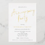 Carte De Vœux En Aluminium Elegant Script Wedding Anniversary Party<br><div class="desc">Elegant Script Wedding Anniversary Party. The words Anniversary Party and names are printed in real foil in your choice of gold, rose gold or silver. This modern design has elegant informal set script for Anniversary Party and the rest of the typography you can easily personalise. You can also change text...</div>