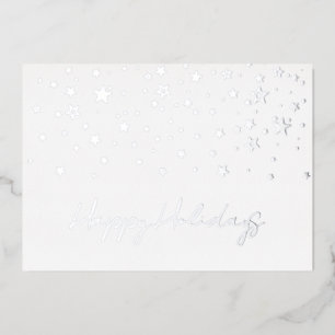 Carte De Vœux En Aluminium Elégant Silver Happy Holidays Company Foil Card